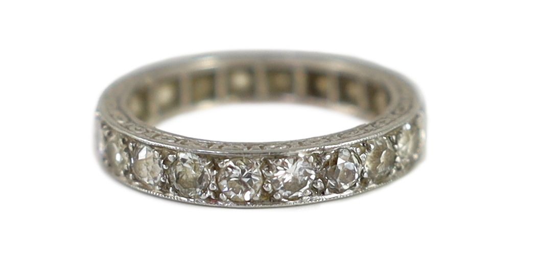 A platinum and diamond set full eternity ring